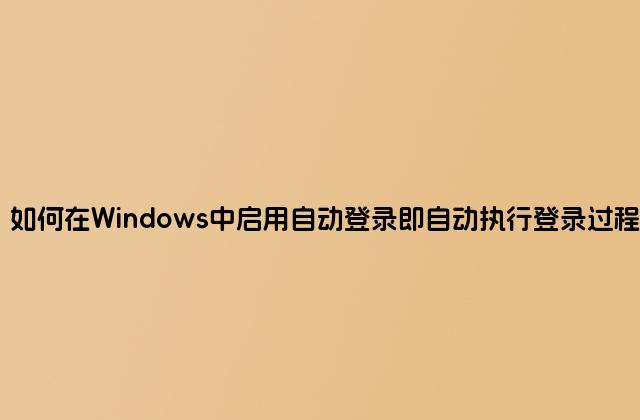 如何在Windows中启用自动登录即自动执行登录过程